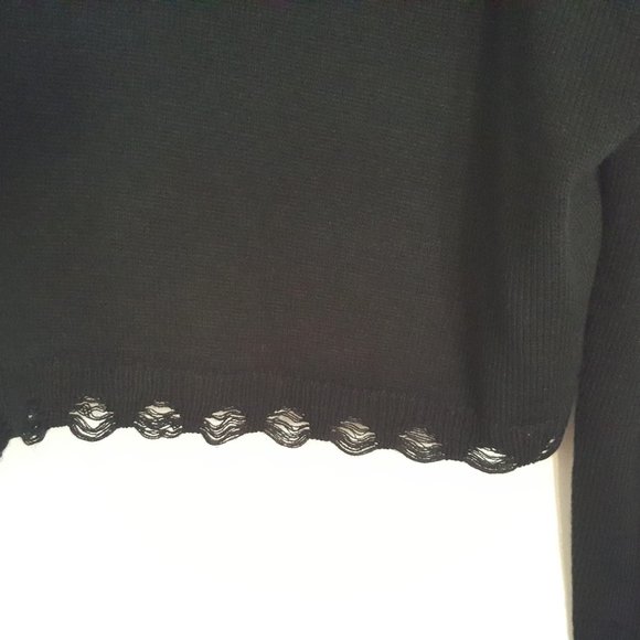 HERA Womens Crop Sweater 2X L/S Black Cut Out - Picture 2 of 5